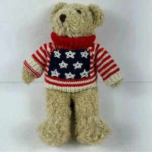 Vintage Ganz 9” in Baxter Bear  w/ Cottage Collectibles American Flag sweater